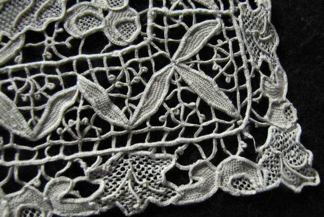 placemats and table runner set handmade needle lace close up of corner