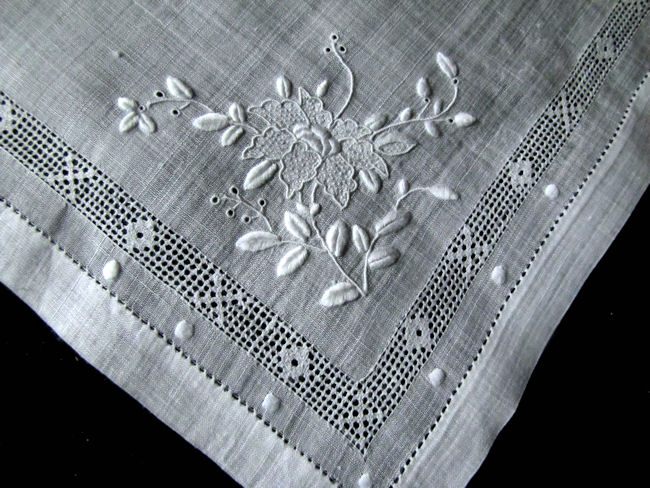 close up 8 vintage whitework napkins handmade