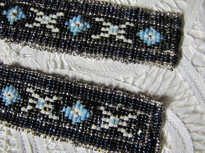close up vintage, antique victorian pair beaded cuffs
