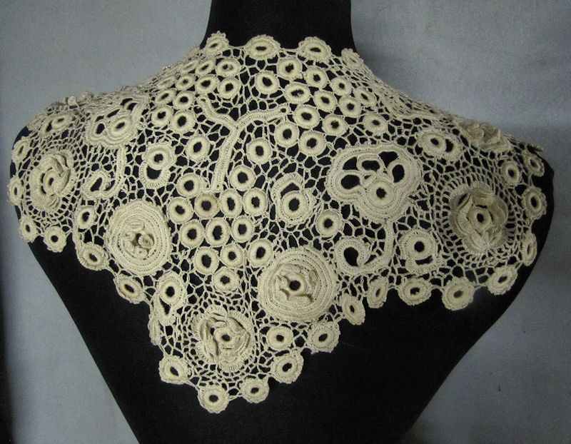 close up vintage antique victorian collar handmade Irish lace