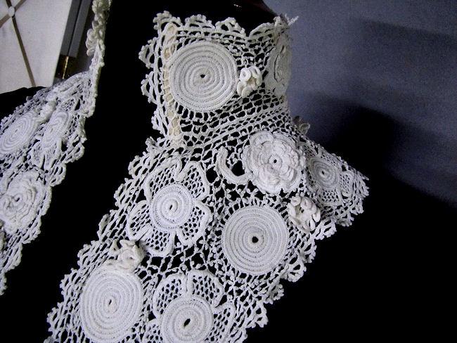 close up 3 vintage antique victorian high collar with stays handmade Irish lace