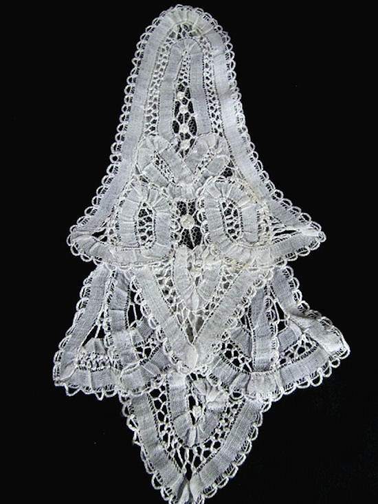vintage antique victorian handmade lace jabot