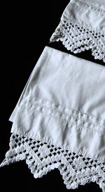 pair vintage pillowcases pintucks and handmade lace