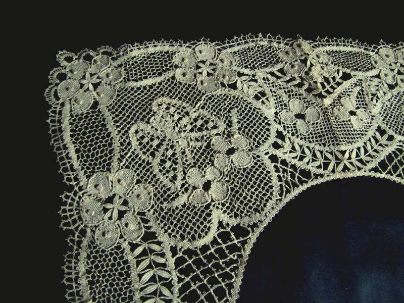 close up2  vintage antique figural lace collar