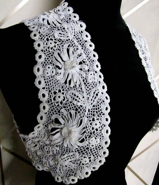 close up vintage antique Irish lace bolero cape