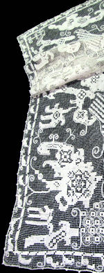 vintage antique table runner dresser scarf handmade figural lace