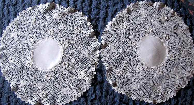 pair vintage handmade Irish lace doilies