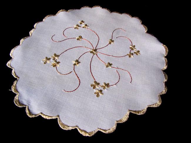 vintage antique linen doily society silk embroidery