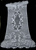 vintage table runner dresser scarf handmade figural lace peacocks