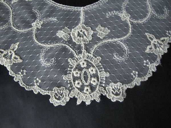 close up vintage antique victorian limerick lace dress collar