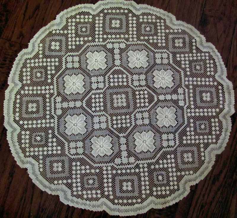 vintage handmade lace table topper