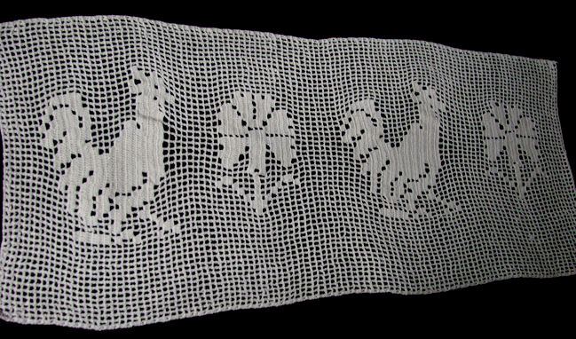 vintage figural lace table runner dresser scarf