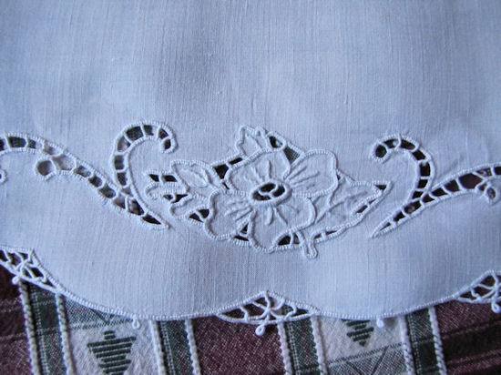 close up cutwork lace pair vintage linen doilies
