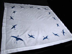 vintage blue herons tablecloth with napkins