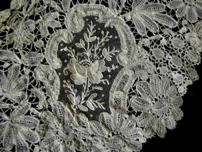 close-up point de venise antique victorian collar insert