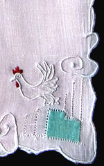 vintage handmade cocktail napkins embroidered rooster