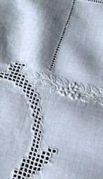 vintage antique white linen table topper handmade lace whitework
