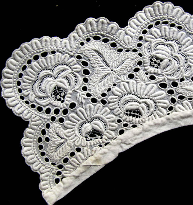 close up 2 vintage antique victorian lace collar Ayrshire whitework