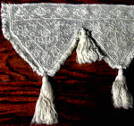 vintage antique handmade lace trim with tassels