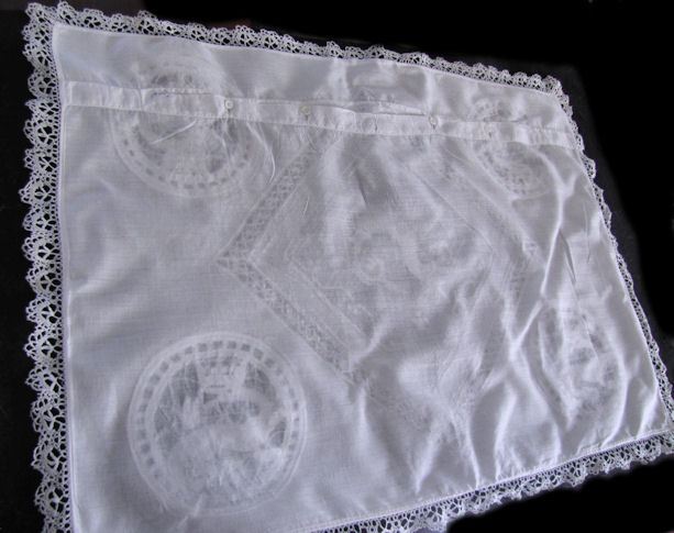 back of antique figural lace handmade pillow cover