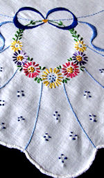 vintage hand embroidered table topper