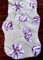 vintage purple silk embroidered table runner dresser scarf