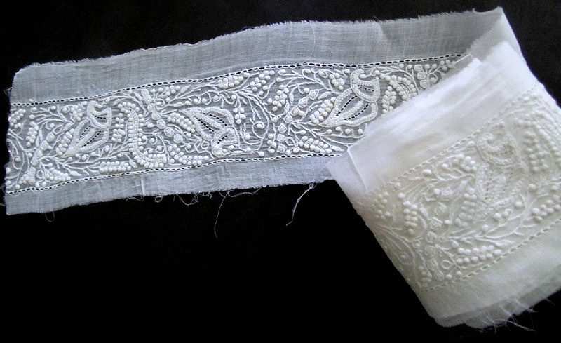 antique Aryshire whitework lace trim