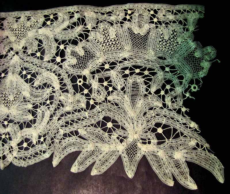 close up 3 antique handmade tape and needle lace trim