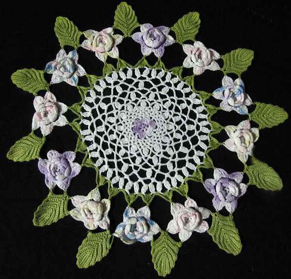 vintage crochet lace doily with big flowers