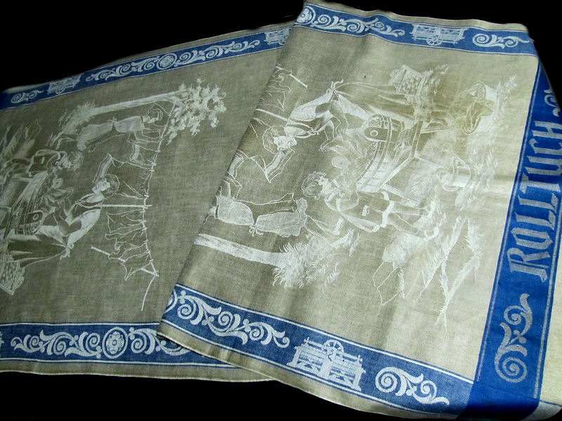 large linen towel figural damask laundry day