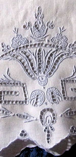 vintage single pillowcase pillowslip Madeira hand embroidery
