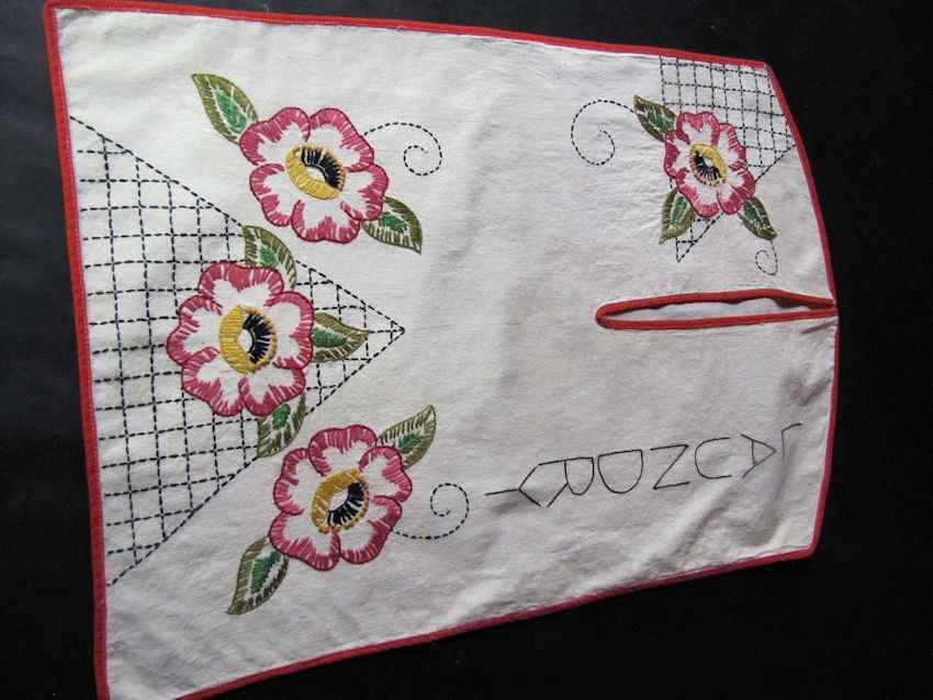 vintage antique hand embroidered laundry  bag