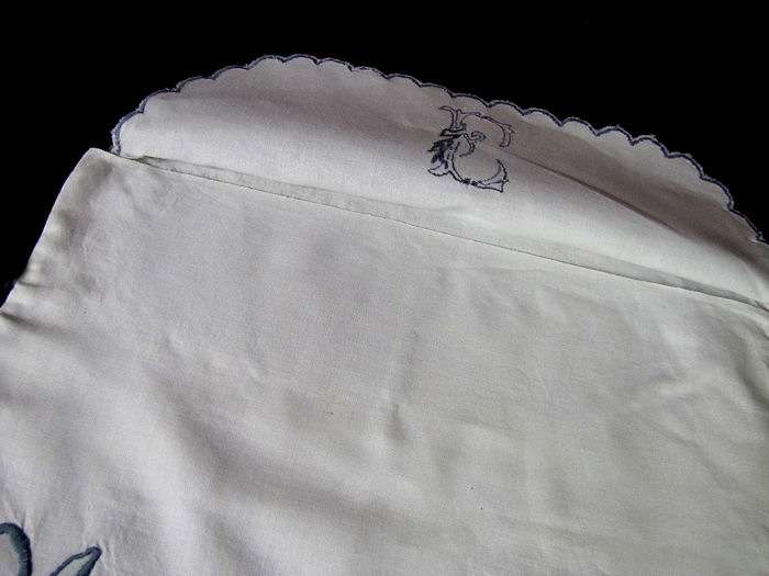 close up vintage antique folder nightgown bag monogrammed E