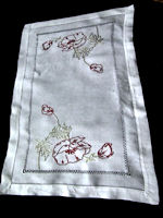 vintage antique white linen hand embroidered table runner dresser scarf