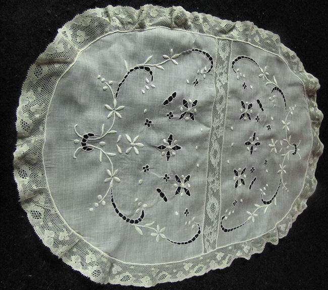 vintage antique table runner dresser scarf Normandy lace whitework
