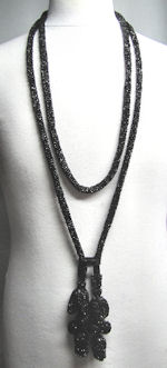 black jet beaded flapper necklace