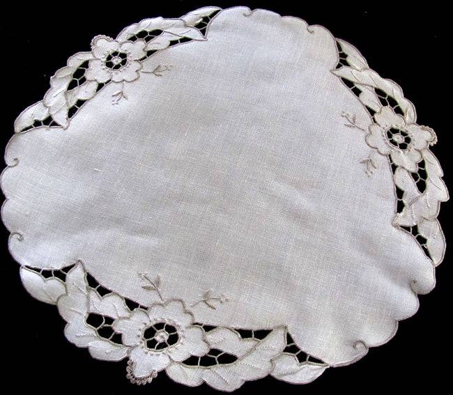 vintage antique linen doily handmade lace and embroidery