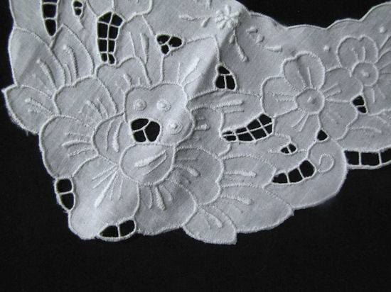 close up vintage antique dress collar cutwork lace