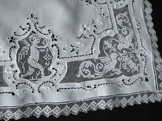 close-up figural lace table topper