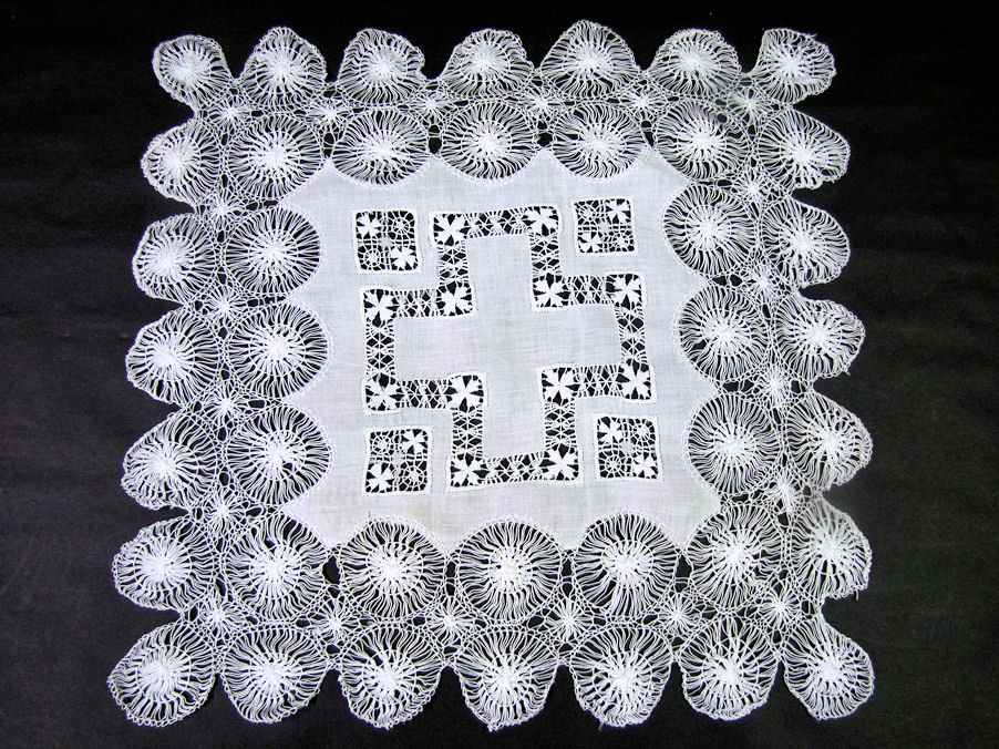 vintage antique doily with handmade hairpin lace
