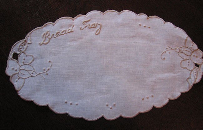 vintage linen bread tray doily
