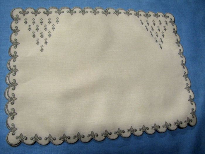 vintage linen embroidered placemat by Marghab