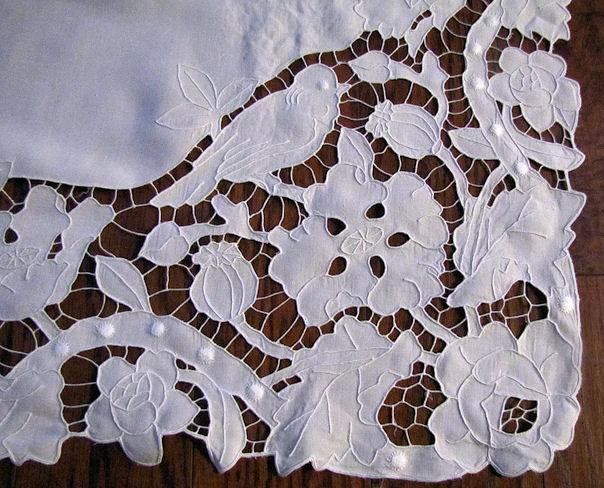 close up 2 vintage antique double pillow sham handmade figural lace