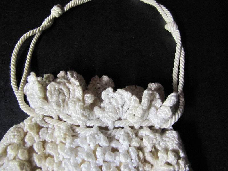 close up 4vintage antique drawstring bag handmade irish lace