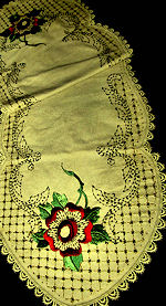 antique tambour lace table runner dresser scarf Silk embroidery