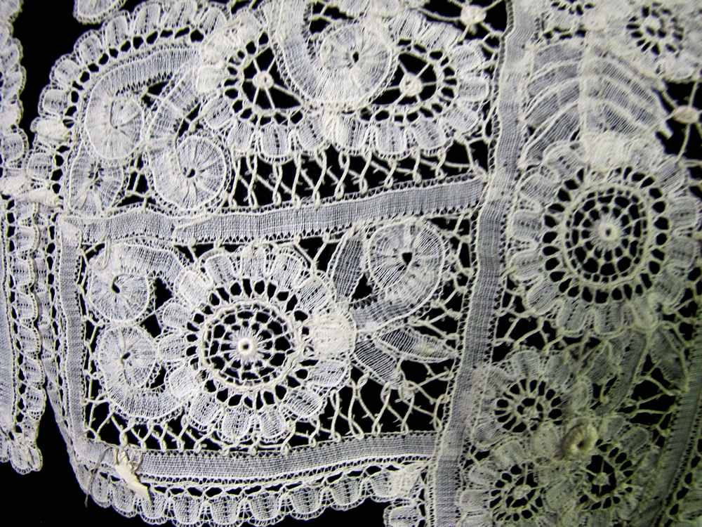 close up 2 vintage antique handmade mixed lace dicky