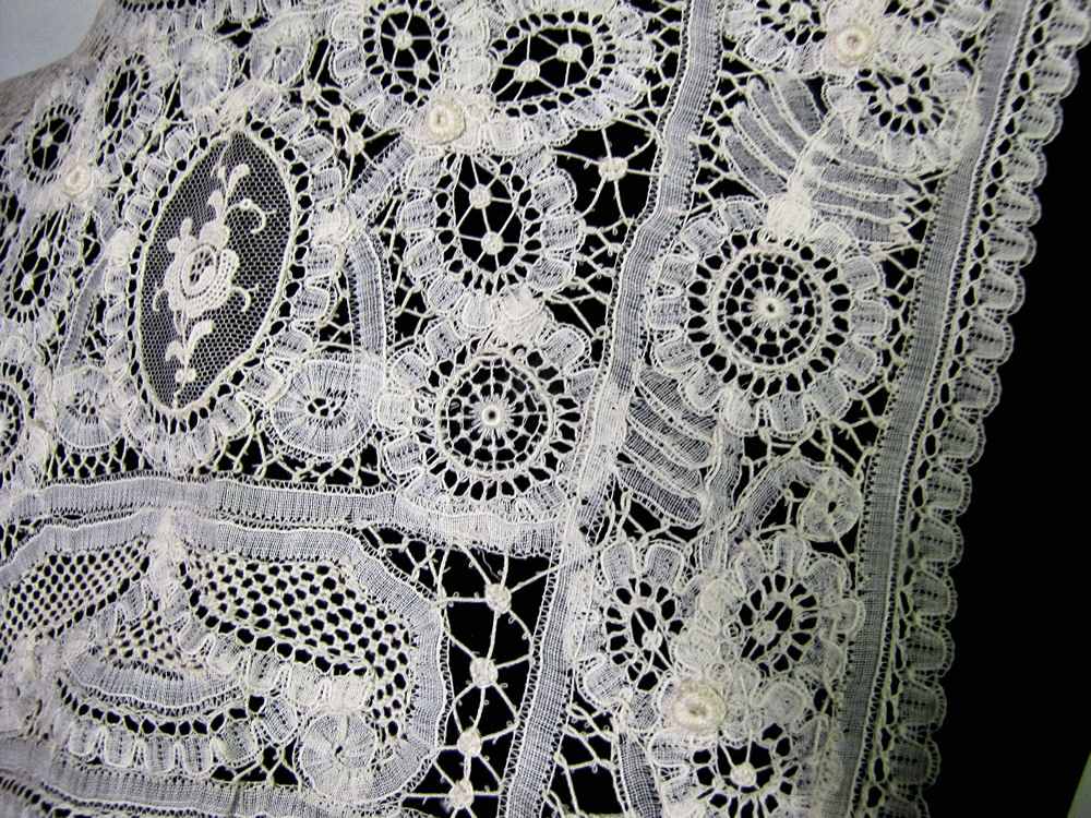 close up 3 vintage antique handmade mixed lace dicky