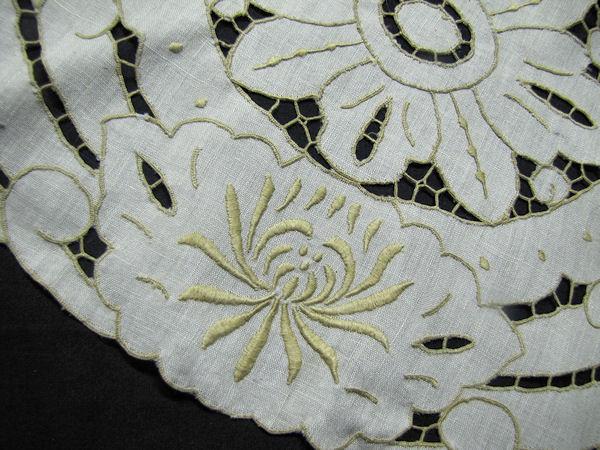 close up vintage 3 piece dresser table runner set cutwork lace