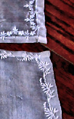 pair vintage antique doilies silk Ayrshire whitework