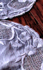 pair vintage handmade lace and whitework doilies